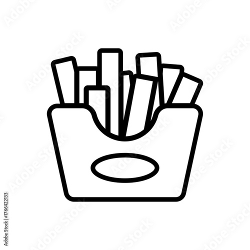 Outline French fries fast food snack line art icon
