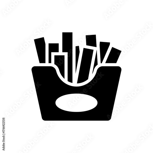 French fries potato fast food flat black icon
