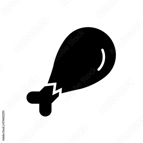 Fried chicken drumstick fast food flat black icon
