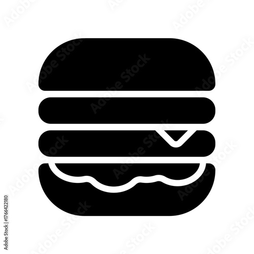 Hamburger burger sandwich fast food flat black icon
