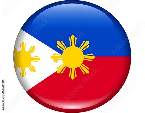 Free Download A glossy, circular emblem with a blue, white, and red partitioned design - GFXLoad
