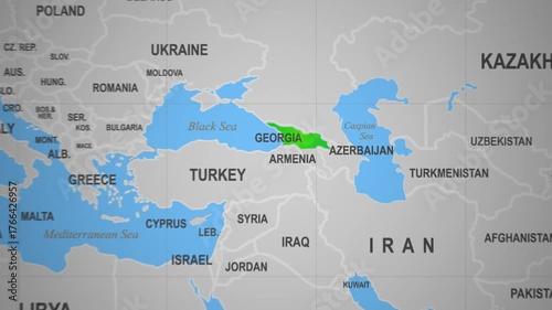 Georgia highlighted on a world map view
