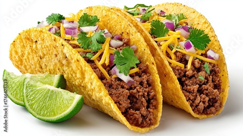 Mexican food tacos isolated on white background