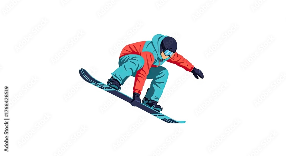 Obraz premium Snowboarder in mid-air performing a trick on a sunny day.