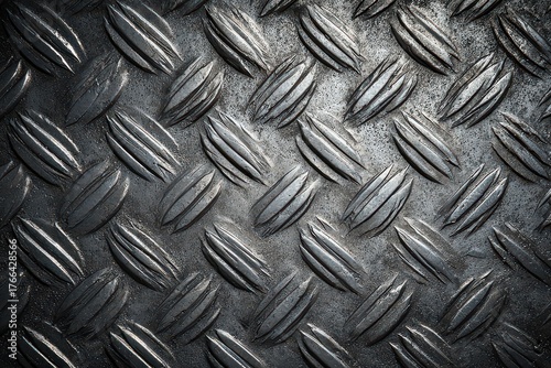 Diamond Plate Texture Metallic Silver Shiny Steel Background Surface Pattern Rough Floor Industrial Metalwork Abstract Treadplate