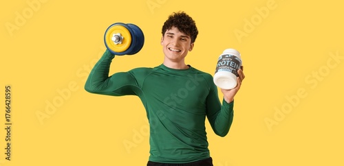 Sporty young man with prote...
