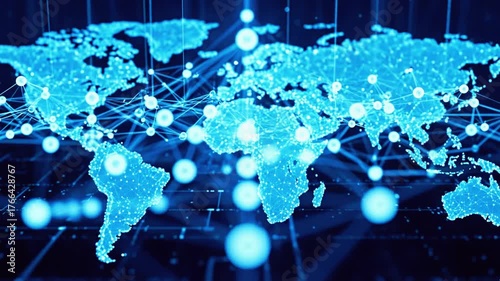 Digital world map with network connections
