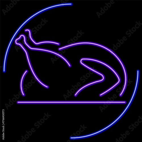 thanksgiving day neon sign, modern glowing banner design, colorful modern design trend on black background. Vector illustration.