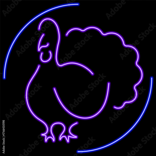 thanksgiving day neon sign, modern glowing banner design, colorful modern design trend on black background. Vector illustration.