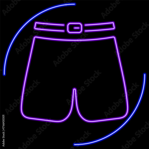 shorts neon sign, modern glowing banner design, colorful modern design trend on black background. Vector illustration.