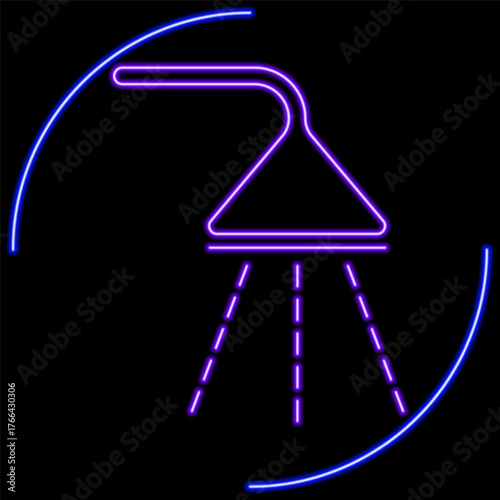shower neon sign, modern glowing banner design, colorful modern design trend on black background. Vector illustration.