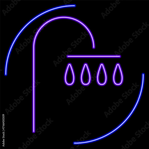 shower neon sign, modern glowing banner design, colorful modern design trend on black background. Vector illustration.
