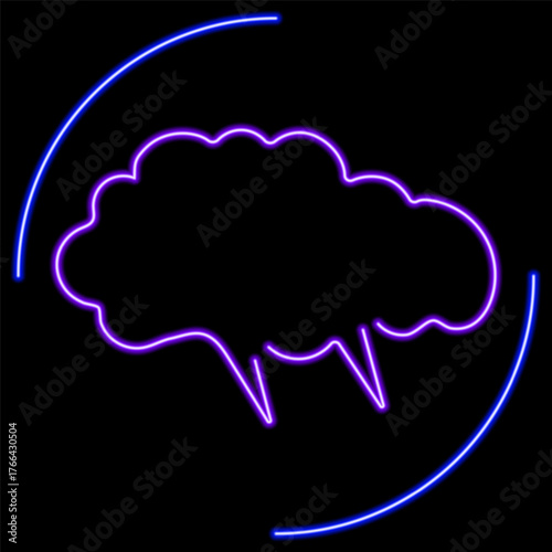 storm neon sign, modern glowing banner design, colorful modern design trend on black background. Vector illustration.