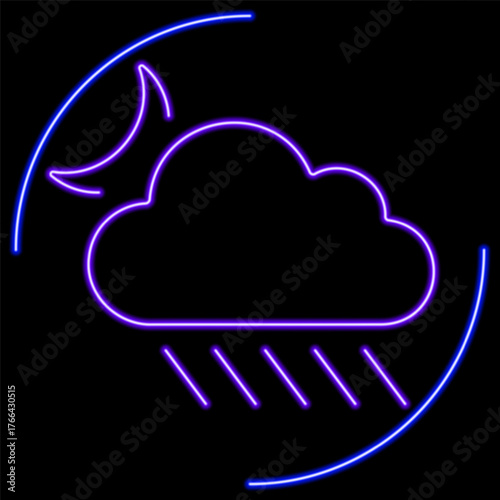 storm neon sign, modern glowing banner design, colorful modern design trend on black background. Vector illustration.