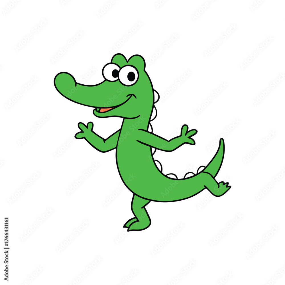 Fototapeta premium Crocodile Doing Funny Dance Illustration on White Background