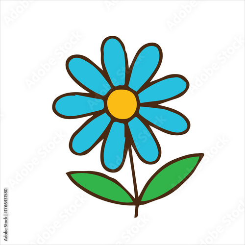 Blue Daisy Flower Vector Illustration