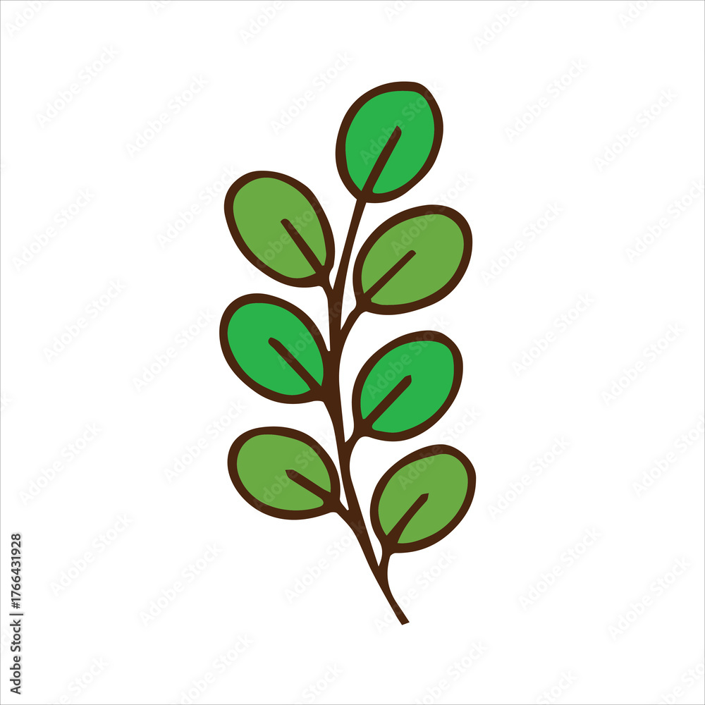 Fototapeta premium Green Leaf Branch Vector Illustration