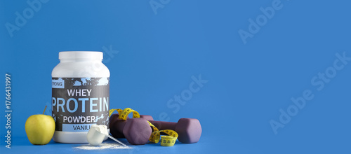 Bottle with protein powder,...