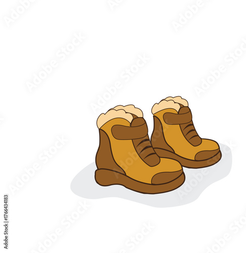 Winter Boots on Display: A pair of sturdy winter boots, with warm interiors, ready to step into the snowy season. 