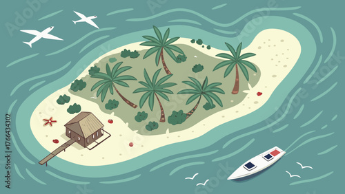 vector illustration of a tropical beach