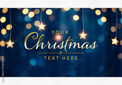 Christmas Greetings Card Mockup With Stars Garland