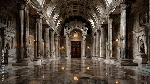 Majestic palace interior with marble columns high resolution picture