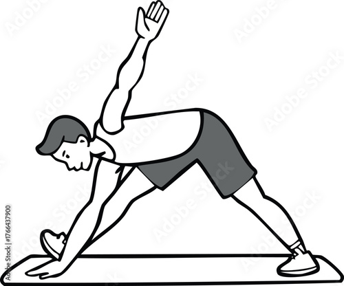 Yoga Pose Illustration A Person Performing Triangle Pose for Flexibility and Strength Training