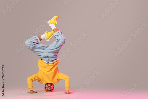 Handsome young man dancing ...