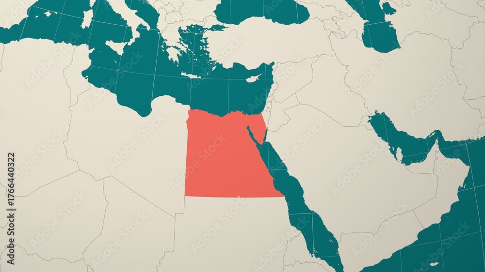 Egypt Parallel Egypt map. Animated zoom into the country on the Globe in Teal Pale ...