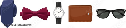 Mens Fashion Accessories Set Flat Design
