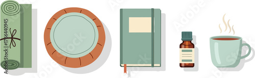 Minimalist Flat Lay of Self Care Items for Relaxation