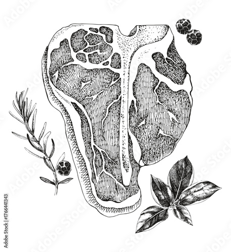 Raw beef porterhouse steak vector