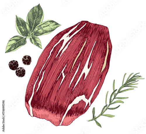 Raw beef flank steak vector