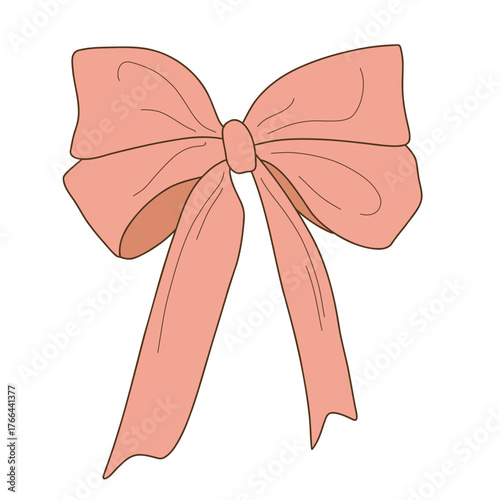 Cute pink gift bow vector illustration. Perfect for holiday cards, packaging, invitations, and festive designs. Simple and elegant decoration for creative projects.