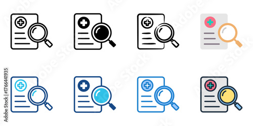 Research study icon set multiple style collection 
