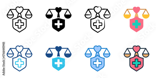 Medical ethics icon set multiple style collection 
