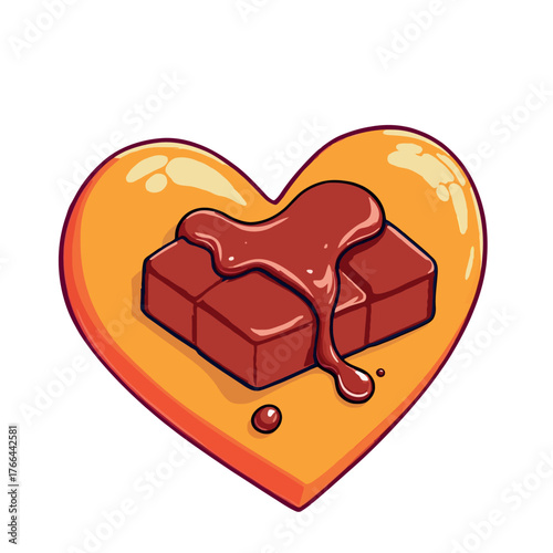 Vsai chocolate bar melting in heart shape icon