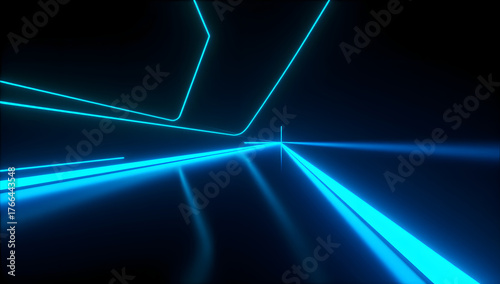 Lights and stripes moving fast on dark background, futuristic technology colorful background