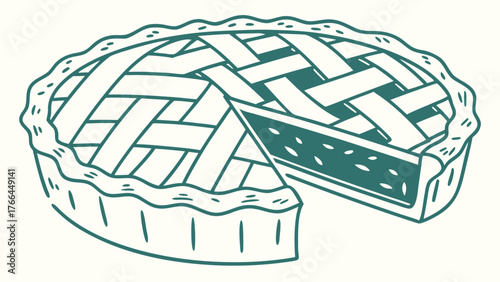 Illustration of Classic Lattice Tarte Pie with Single Slice Removed