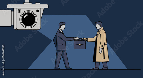 Confidential Business Deal Under Surveillance Camera