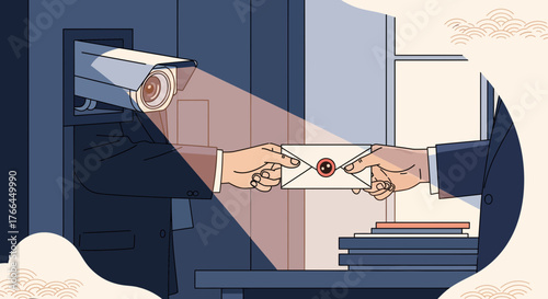 Security Camera Surveillance of Secret Document Exchange