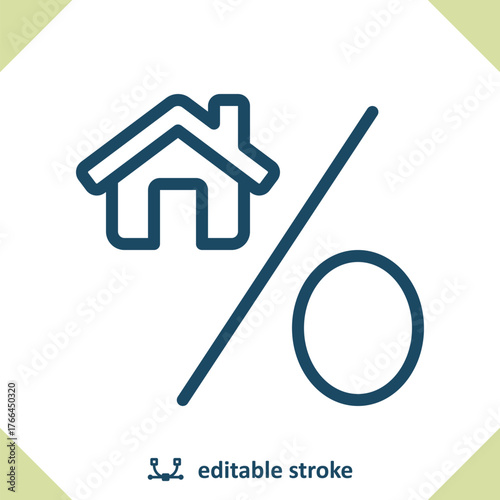 Mortgage Icon. House, Home, Percent, Percentage Sign
