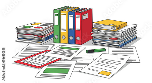 Organized Chaos: Documents and Binders Illustration