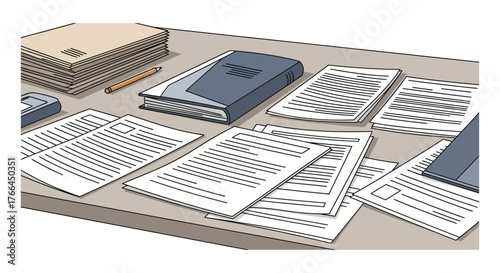 Overwhelmed Office Desk: Documents and Paperwork