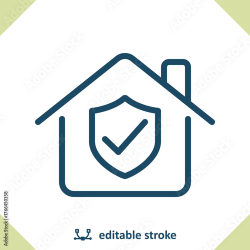 Home Security Icon. House, Shield, Insurance, Real Estate