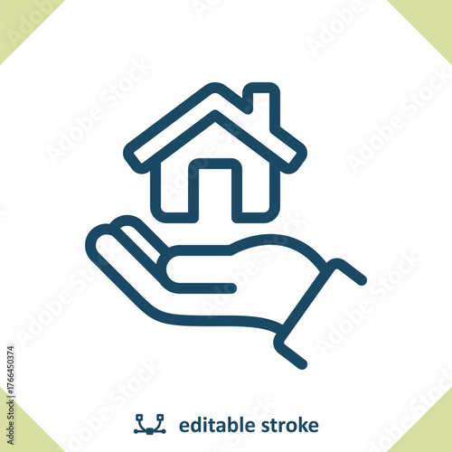Hand, House Icon. Home, Real Estate, Mortgage, Realtor