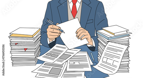 Overwhelmed by Paperwork: A Bureaucracy Illustration