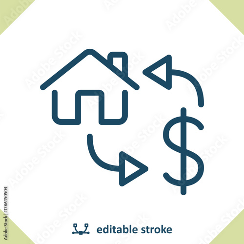Real Estate Icon. House, Home, Flip, Flipping, Price, Dollar, Housing Market