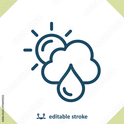 Raining Icon - Rain, Weather, Cloud, Cloudy, Sun, Sunny, Raindrop, Droplet