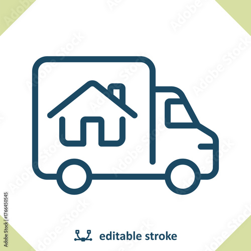 Van Icon. Truck, Delivery Truck, Vehicle, Moving Van, House, Home